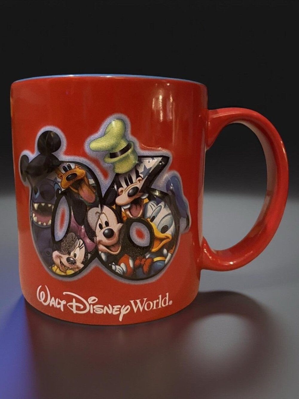 Vintage 2006 Disney Parks Mickey Minnie Goofy 3D Mug Red Blue